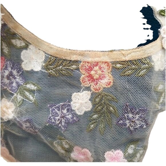 Xscape Floral Embellished Zip Up Crop Top Sz 4 Formal Colorful Dainty Cropped - Picture 6 of 9